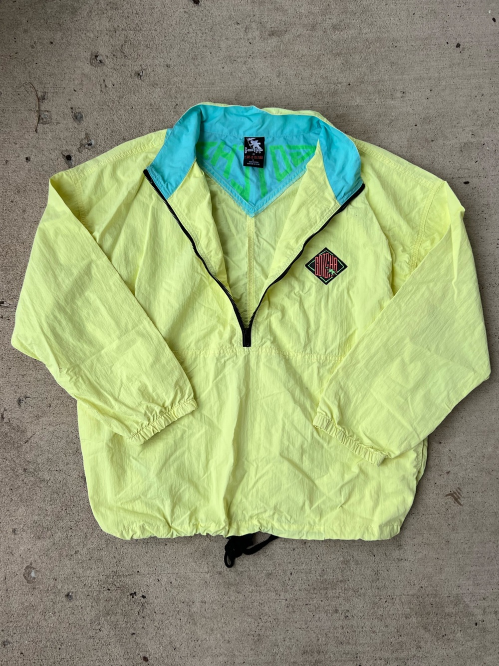 Men's Vintage Neon Yellow Windbreaker - Gotcha by Icons of Culture